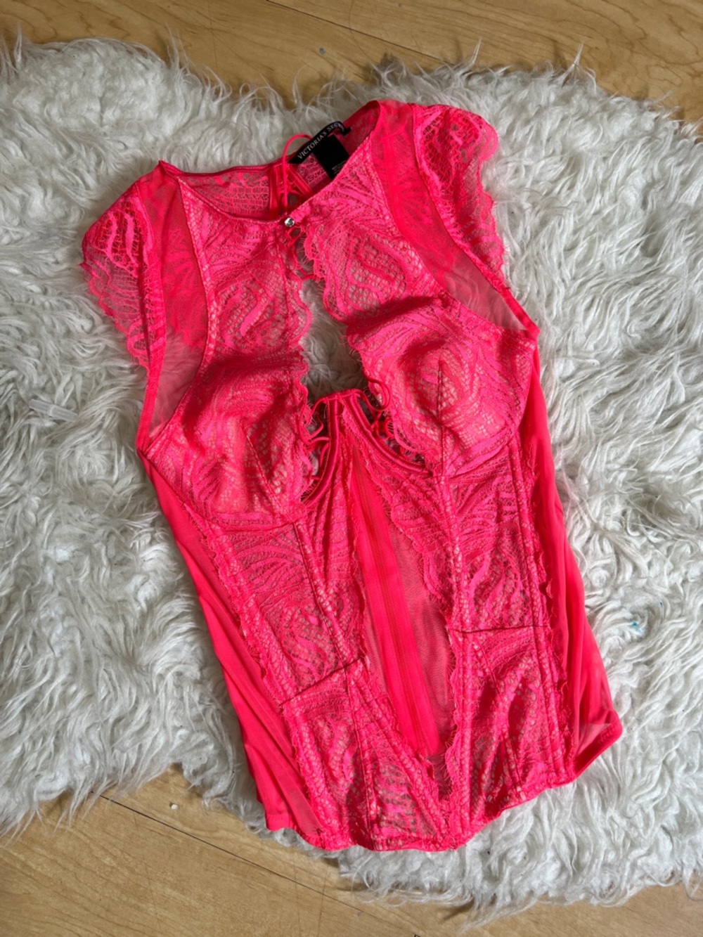 Victoria's Secret Hot Pink Lace Bodysuit